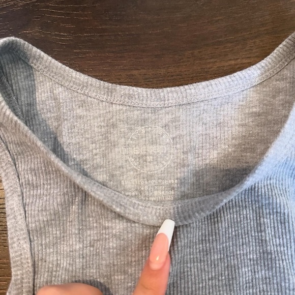 Grey Ribbed Tank Top - Picture 2 of 2
